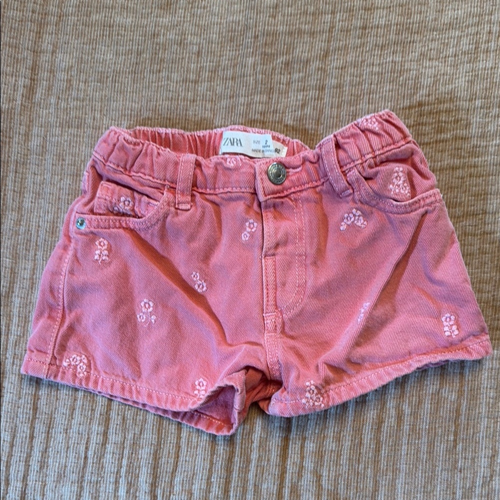 Zara Pink Embroidered Girls' Shorts